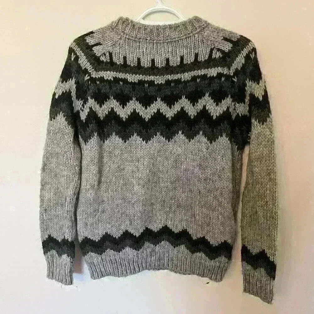 Lara Knit, Crewneck, Sweater, Grey and  Black, Size M - Picture 2 of 5
